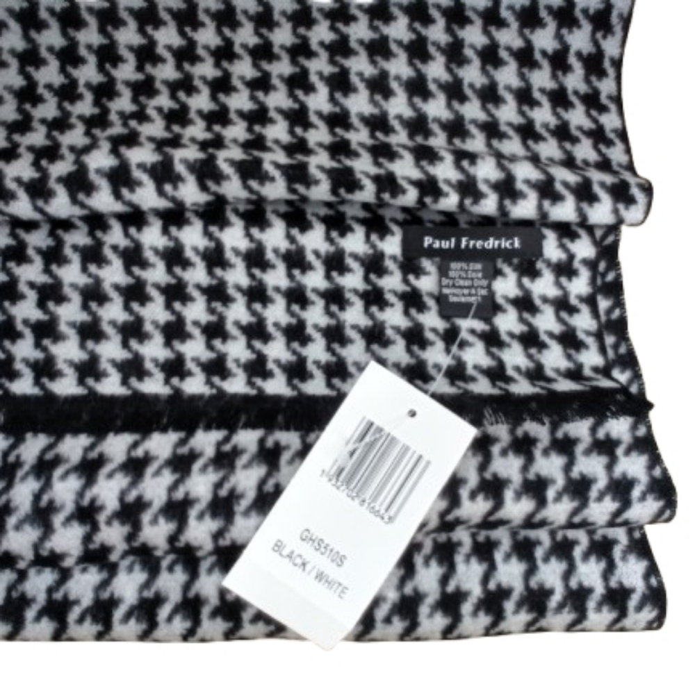 Paul Fredrick Houndstooth Brushed Silk Scarf